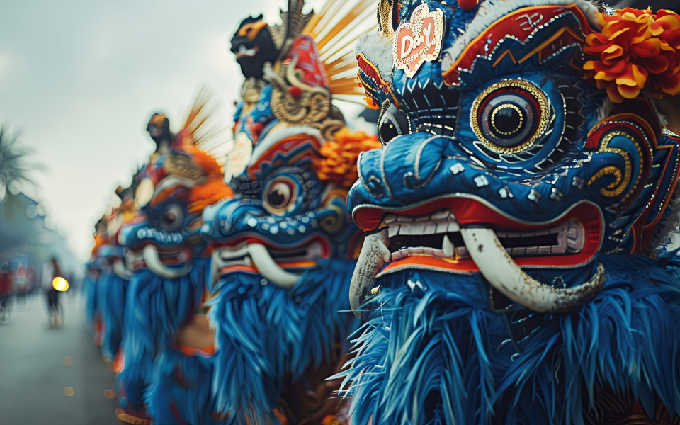 balinesische Neujahrsfest mit &nbsp;Ogoh-Ogoh-Puppen in Bali